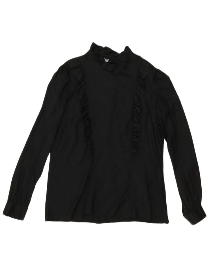 Blusa feminina Primavera Firenze manga comprida oversized US 3 XS preta