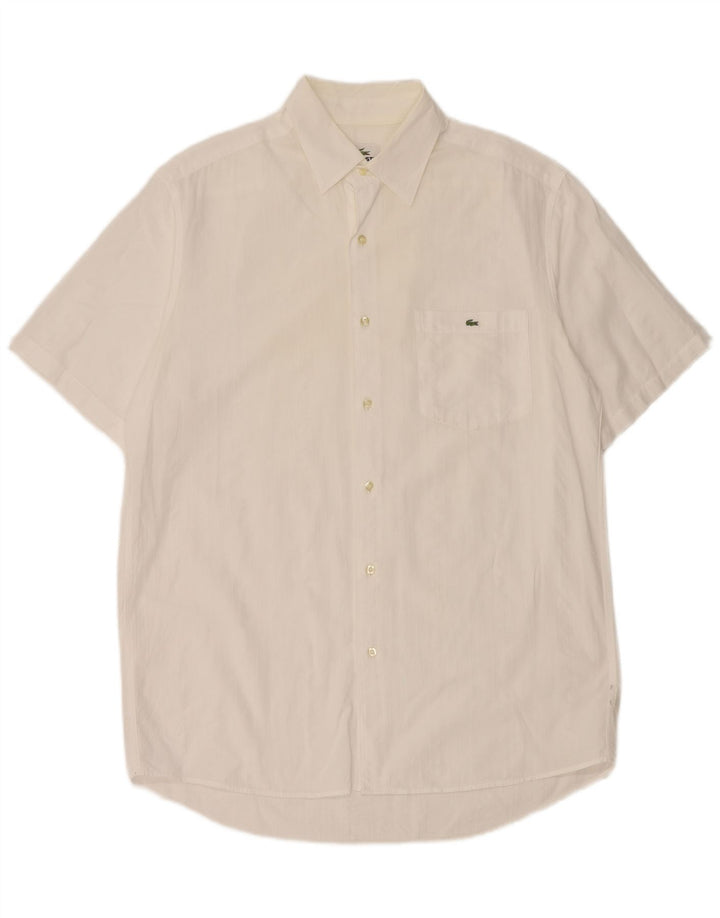 Lacoste camisa masculina de manga curta tamanho 41 grande algodão branco