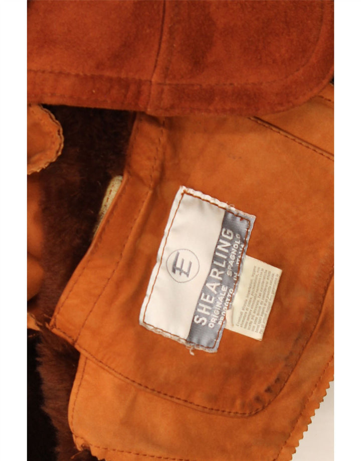 Jaqueta masculina vintage de shearling UK 40 grande marrom shearling