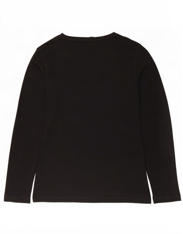 Top feminino Marks & Spencer manga comprida Reino Unido 16 grande algodão preto