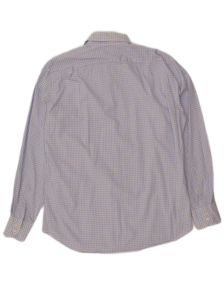 Camisa masculina Hugo Boss tamanho 40 15 3/4 algodão guingão azul médio
