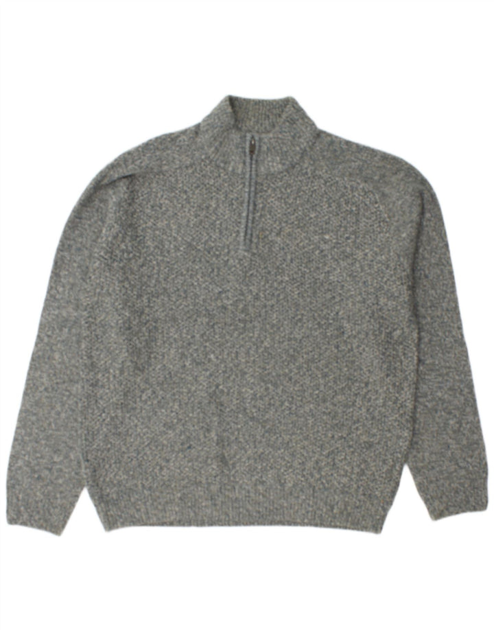 MARKS & SPENCER Suéter masculino regular com zíper e gola XL cinza manchado