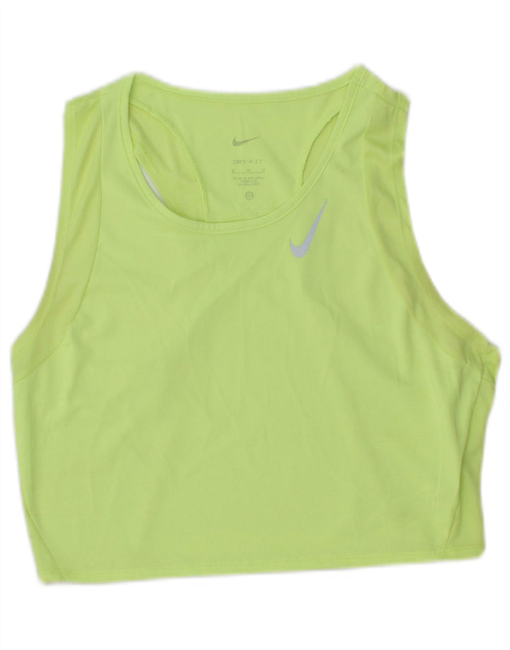 Nike Womens Dri Fit Crop Vest Top UK 12 Médio Verde