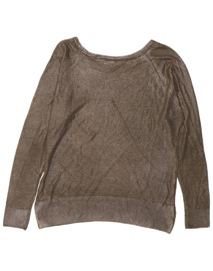 Suéter feminino Zara com gola canoa Reino Unido 14 médio cáqui