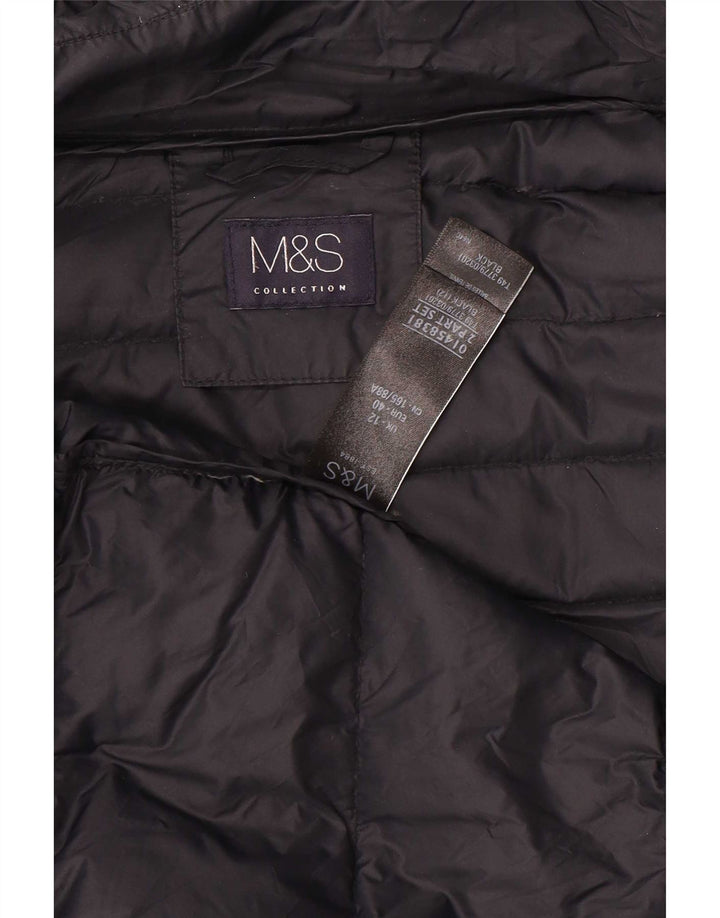 Casaco acolchoado com capuz feminino Marks & Spencer UK 12 médio preto poliamida