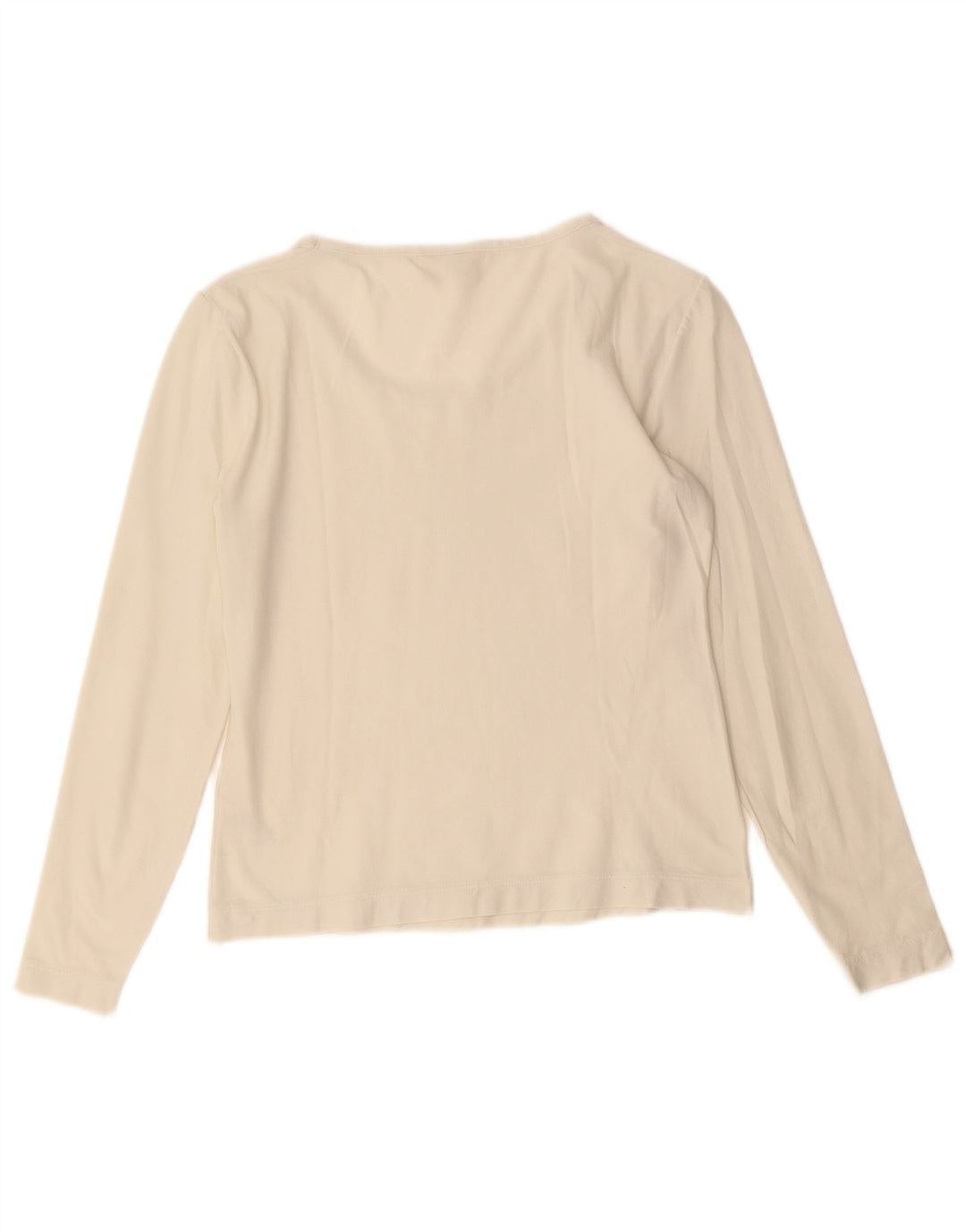 SISLEY Top feminino manga comprida UK 10 pequeno branco