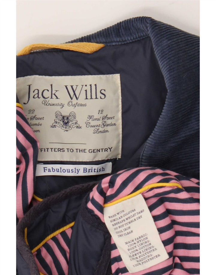 Jaqueta acolchoada feminina Jack Wills Reino Unido 14 nylon azul marinho médio
