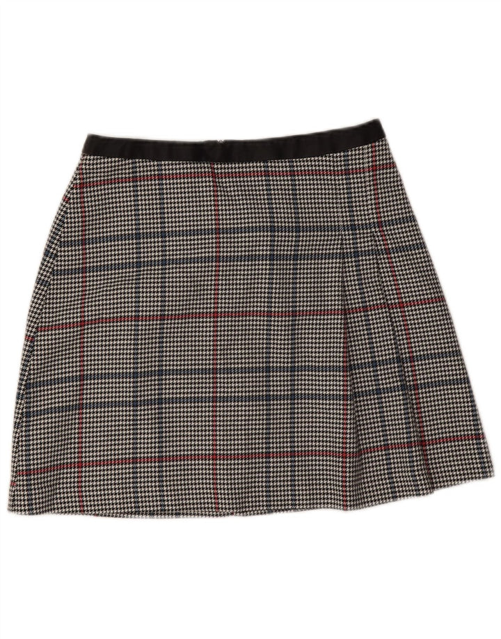 Mini saia feminina Oasis UK 10 pequena W28 cinza houndstooth poliéster