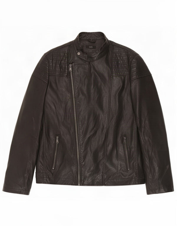 Jaqueta masculina de couro sintético OVS UK 44 2XL poliéster preto