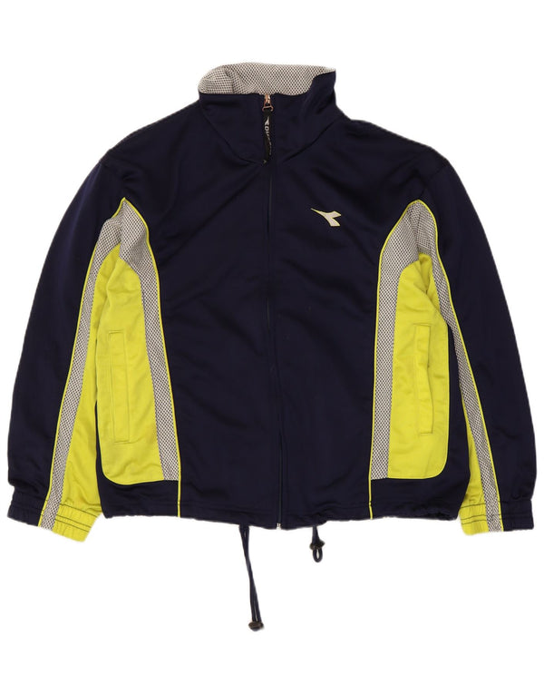 Diadora Mens Tracksuit Top Jacket UK 32 2XS Azul Marinho Colourblock Poliéster