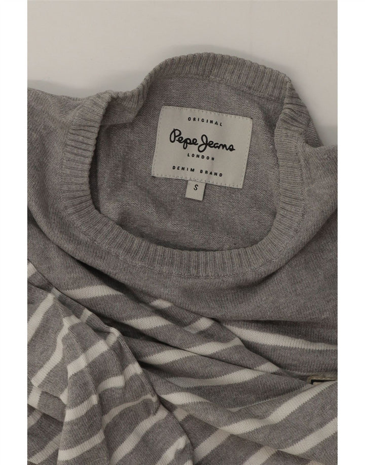 Suéter masculino PEPE Jeans com gola redonda e listrado cinza pequeno
