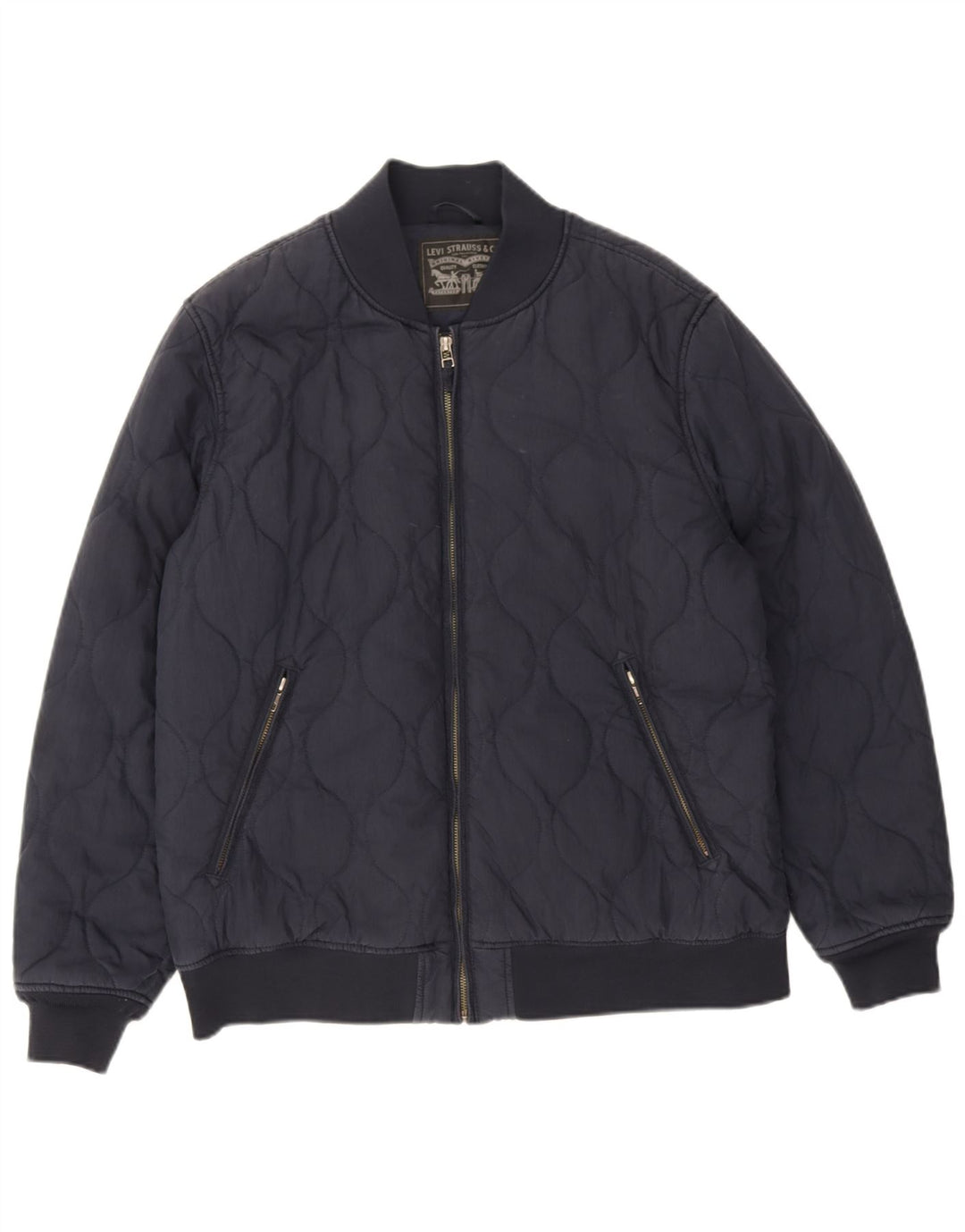 Jaqueta bomber acolchoada masculina Levi's UK 42 XL azul marinho algodão