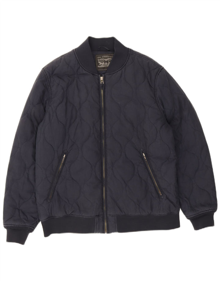 Jaqueta bomber acolchoada masculina Levi's UK 42 XL azul marinho algodão