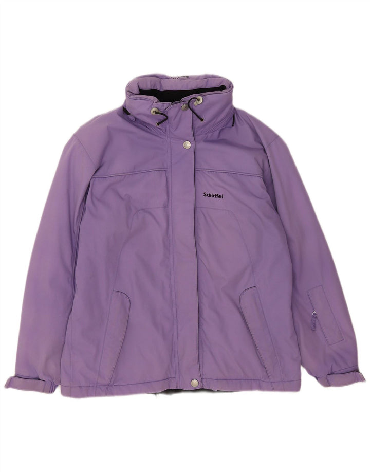 Jaqueta de esqui feminina Schoffel com capuz UK 16 grande poliamida roxa