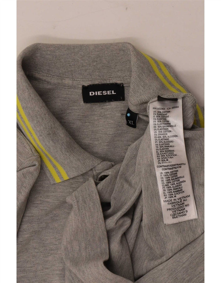 Camisa polo masculina Diesel XL algodão listrado cinza