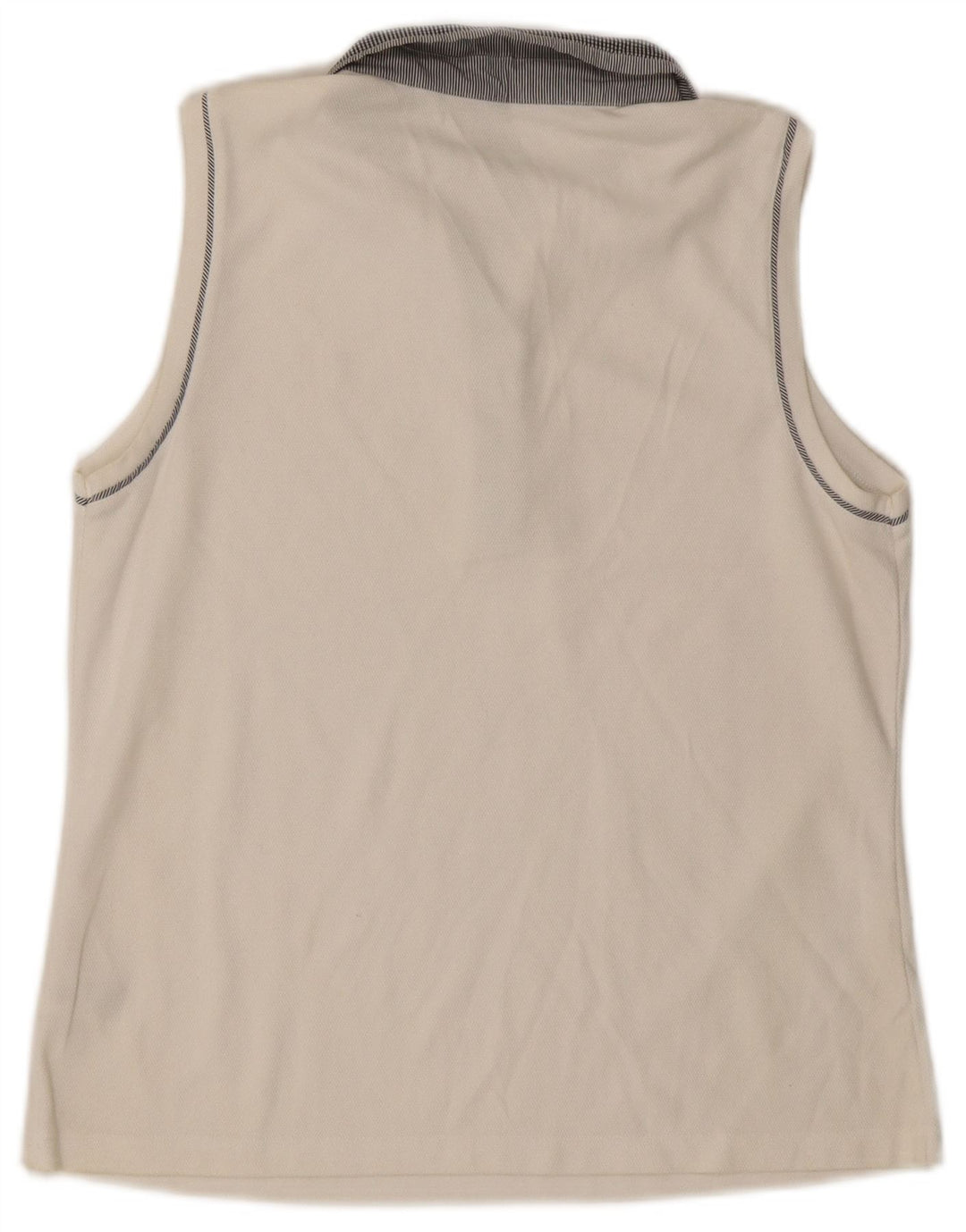 Camisa polo feminina sem mangas IZOD Reino Unido 14 grande algodão branco