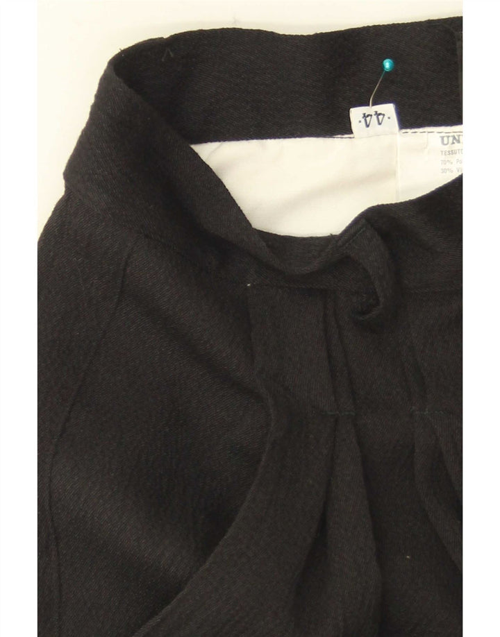Calça de terno feminina vintage IT 44 médio W26 L35 poliéster preto