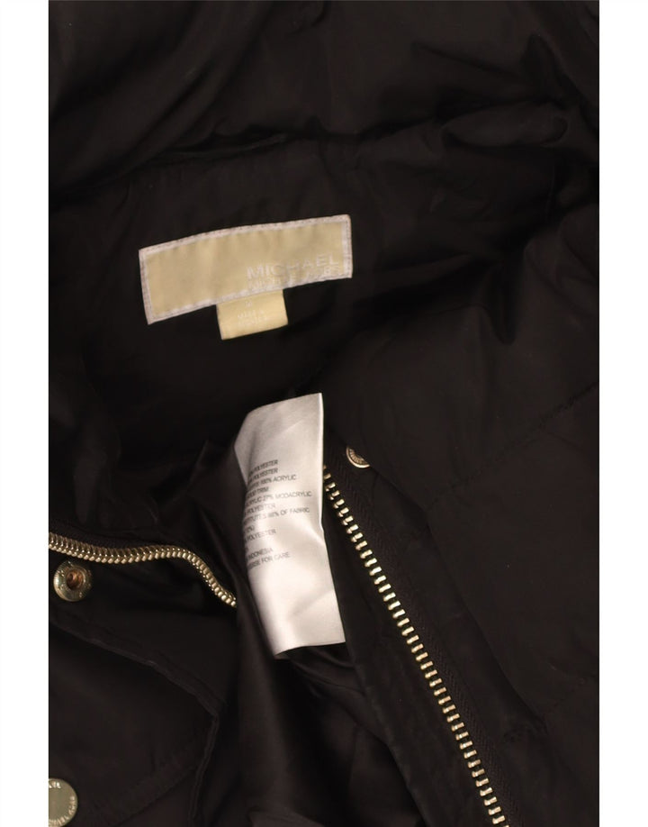 Casaco acolchoado com capuz feminino Michael Kors Reino Unido 14 poliéster preto médio