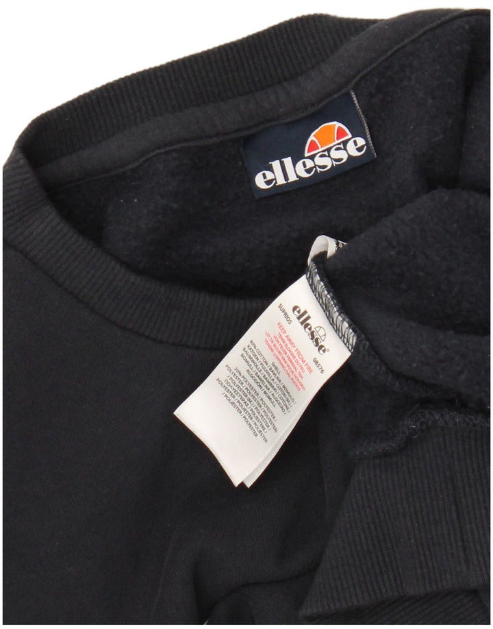 ELLESSE Suéter feminino cropped com estampa gráfica Reino Unido 10 pequeno algodão preto