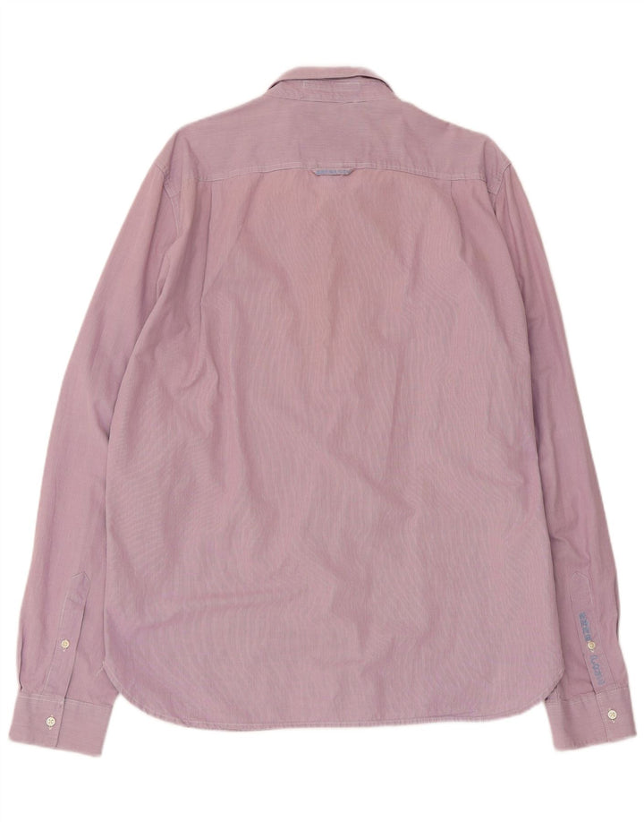 Camisa masculina Superdry 2XL algodão listrado rosa