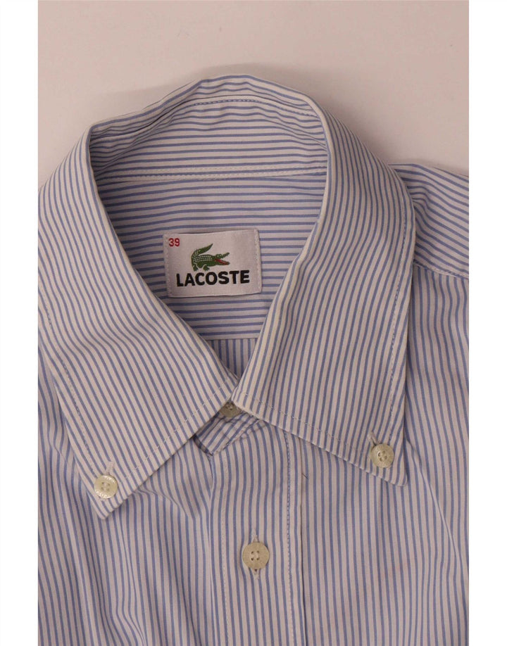 Camisa masculina Lacoste tamanho 39 algodão listrado azul médio