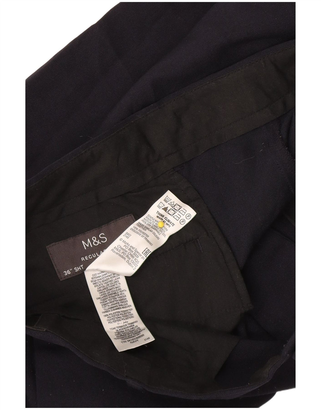 Calça Chino Masculina Marks & Spencer Regular Fit W36 L27 Azul Marinho Poliéster