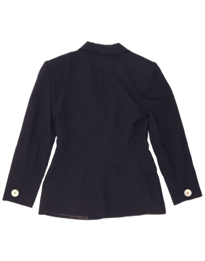 Jaqueta blazer feminina Marella com 1 botão Reino Unido 10 pequena lã virgem azul marinho