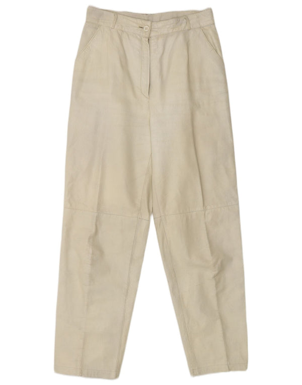 Calça casual feminina vintage de cintura alta IT 38 XS W25 L28 off white