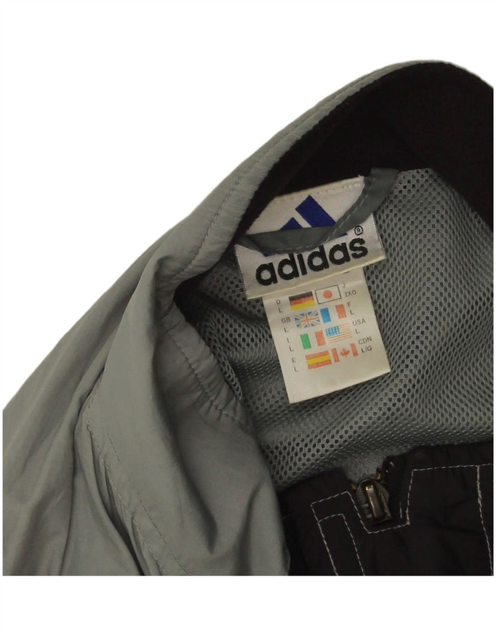 Jaqueta de chuva masculina Adidas UK 40 grande cinza colorblock poliéster