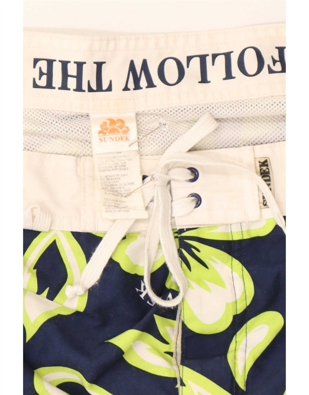 Sundek Mens Graphic Natação Shorts Médio Azul Marinho Floral Poliéster