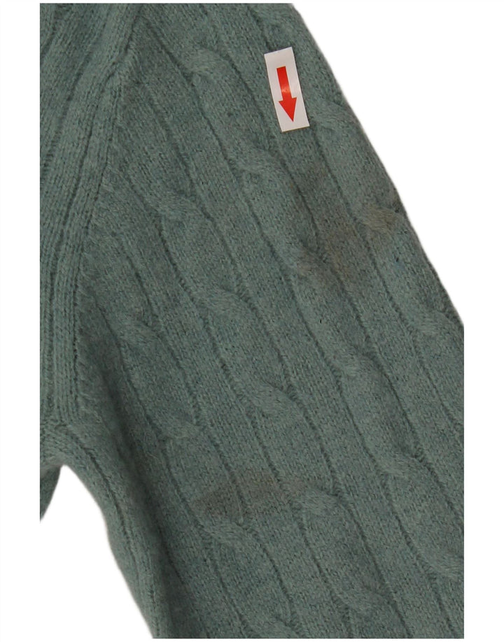 Crew Clothing Masculino Zip Neck Jumper Suéter Pequeno Lã Verde