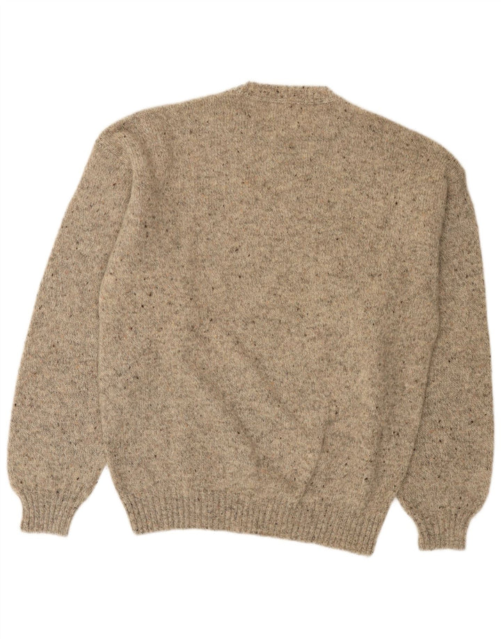 Suéter masculino Les Copains com gola redonda IT 50 lã manchada cinza médio