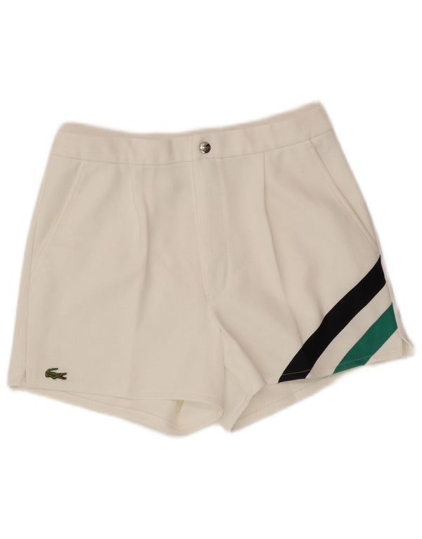 LACOSTE Mens Chino Shorts W32 Médio Poliéster Branco