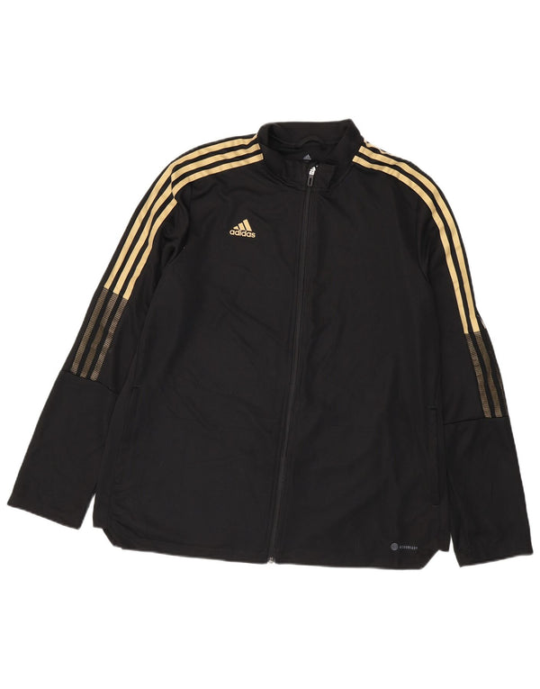 ADIDAS Womens Aeroready Tracksuit Top Jacket UK 24/26 2XL Preto Poliéster