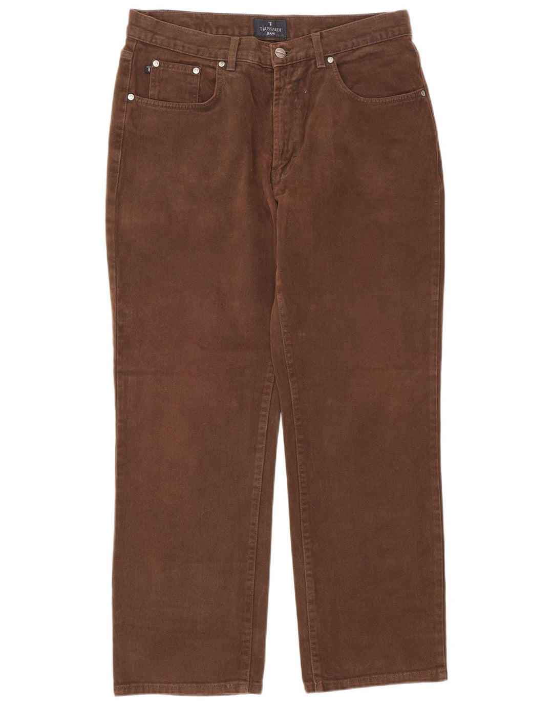Trussardi Calça jeans reta masculina W34 L30 algodão marrom