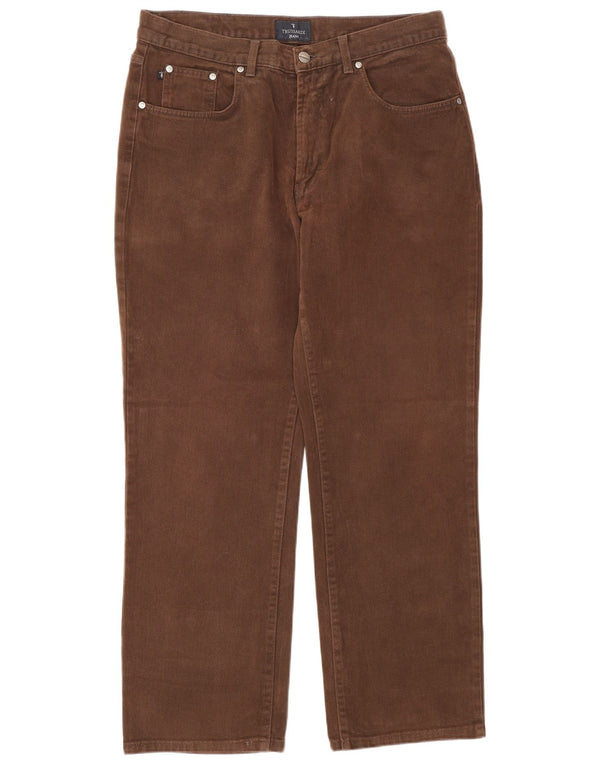 Trussardi Calça jeans reta masculina W34 L30 algodão marrom