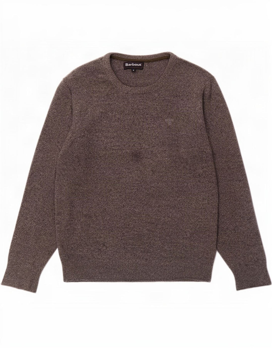 Suéter masculino Barbour com gola redonda e lã manchada cinza médio