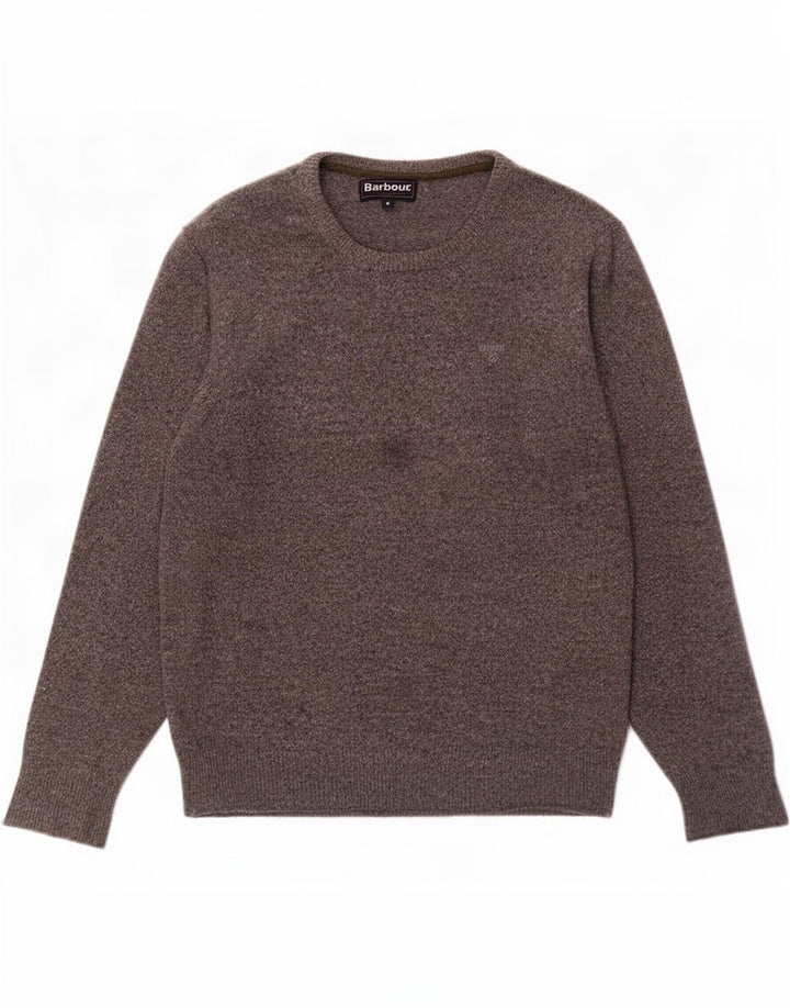 Suéter masculino Barbour com gola redonda e lã manchada cinza médio