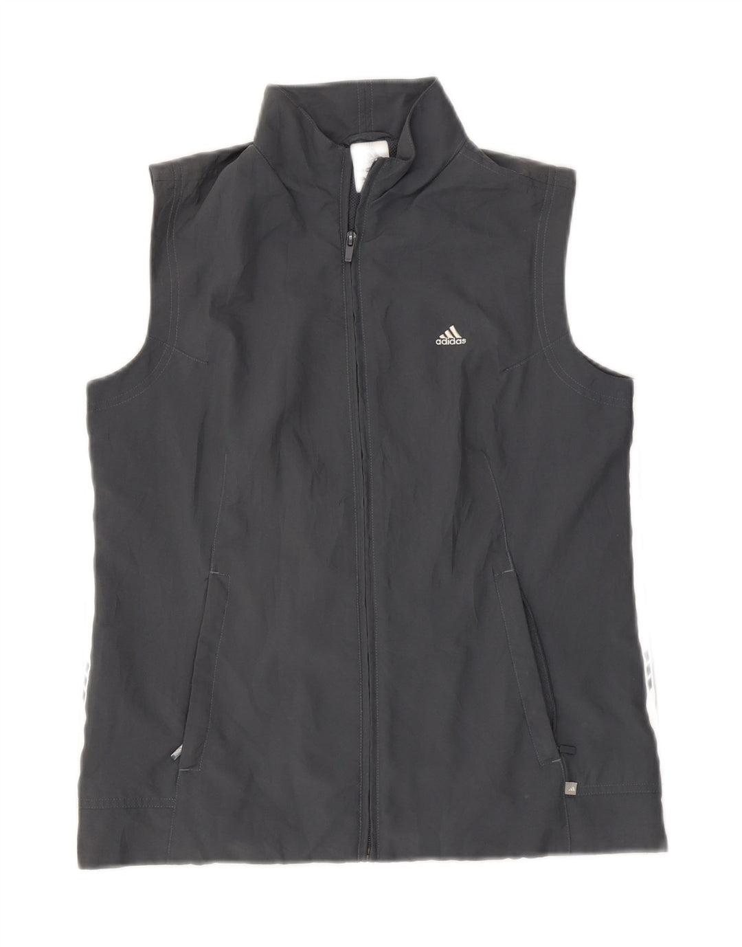 Adidas feminino sem mangas agasalho top jaqueta Reino Unido 12 poliéster cinza médio