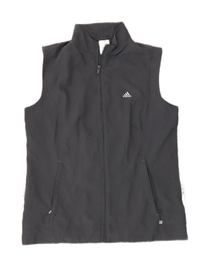 Adidas feminino sem mangas agasalho top jaqueta Reino Unido 12 poliéster cinza médio