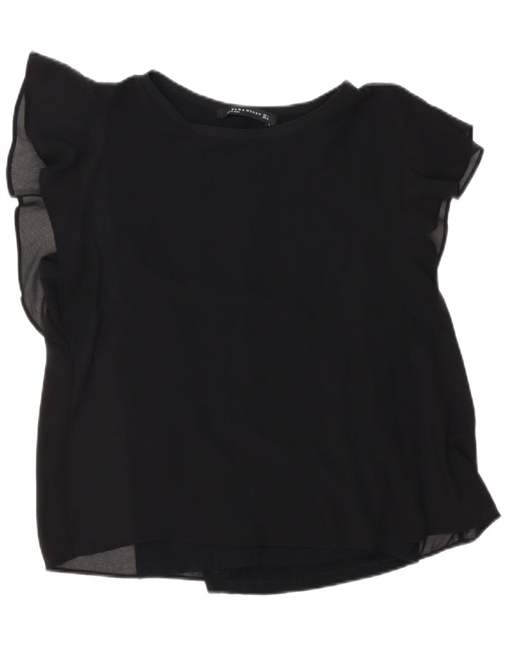 Blusa feminina ZARA UK 16 grande preta