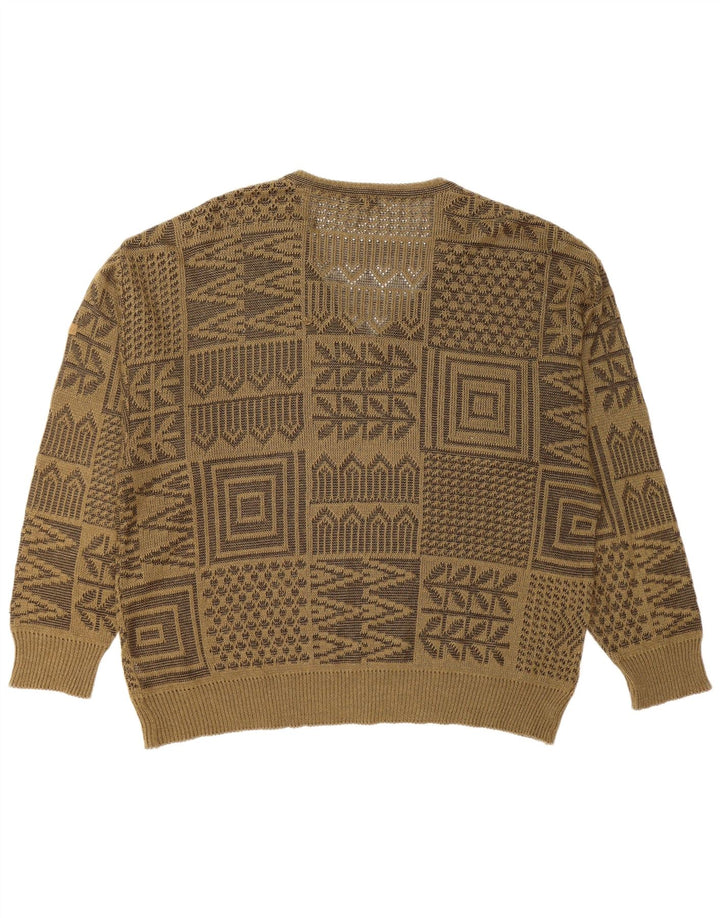 Suéter masculino MARZ com decote em V IT 54 XL cáqui patchwork linho