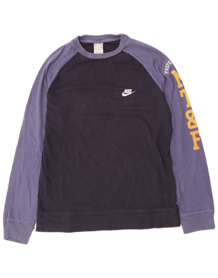 Top gráfico masculino Nike manga comprida UK 39/41 médio azul marinho