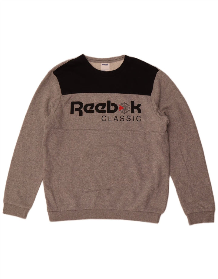 Reebok Mens Classic Graphic Moletom Jumper Médio Cinza Colorblock
