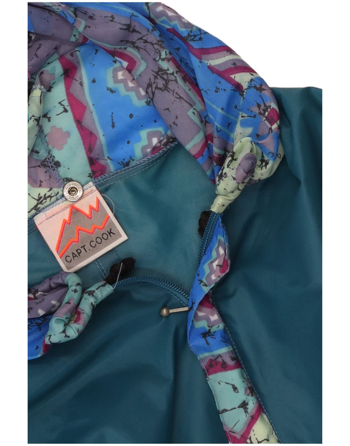Jaqueta de chuva masculina abstrata com capuz Capt. Cook UK 38 azul médio