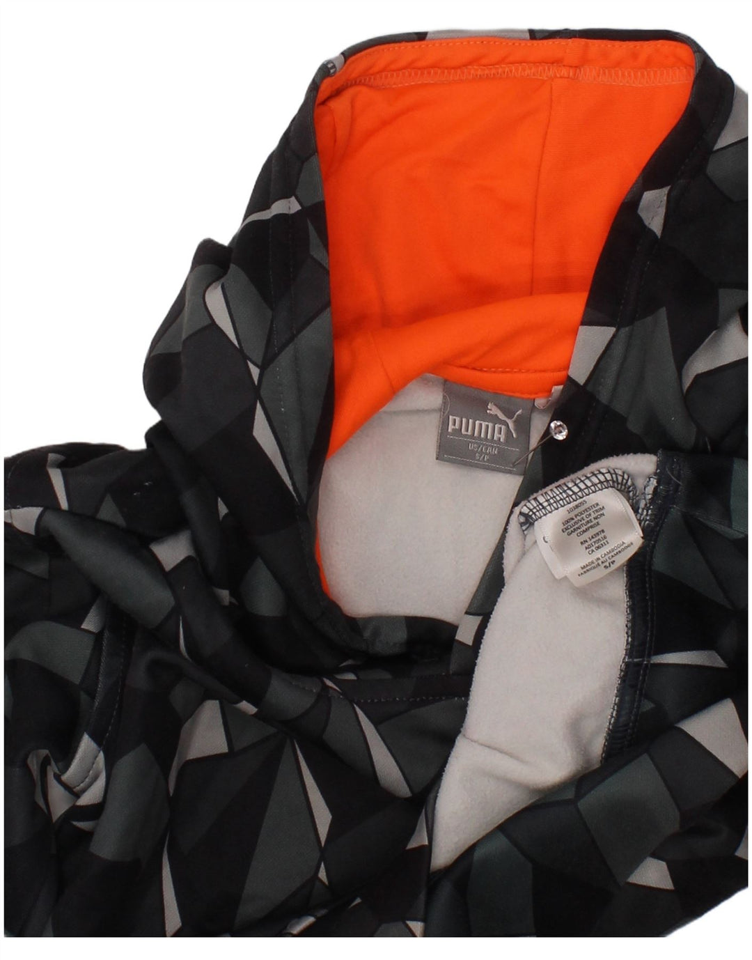 PUMA Meninos Hoodie Jumper 7-8 Anos Pequeno Poliéster Geométrico Cinzento