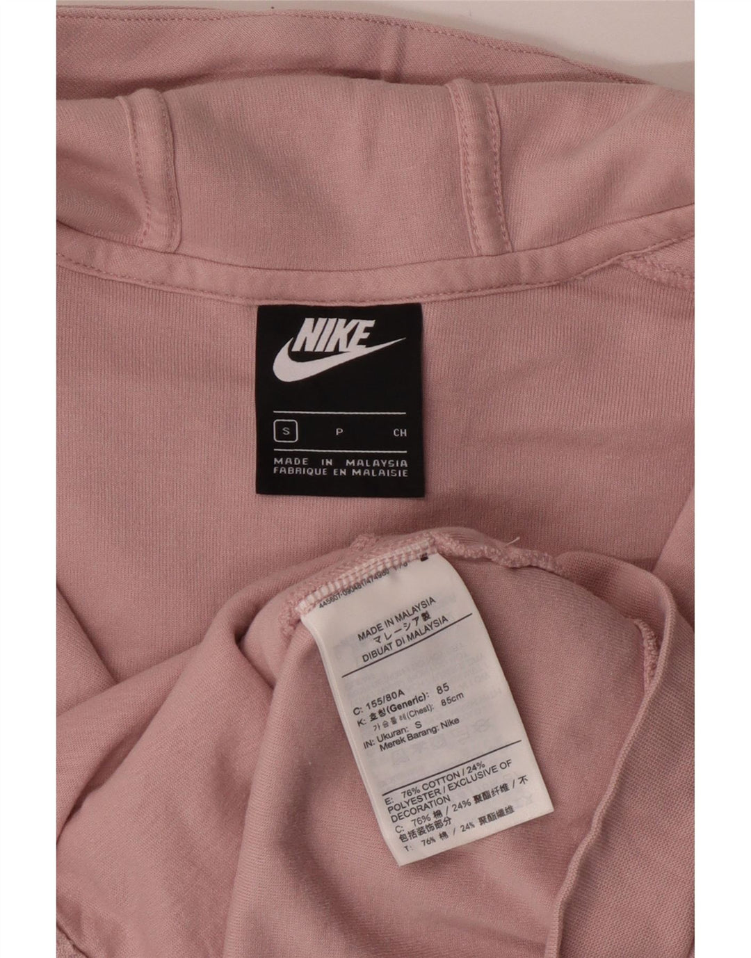 Suéter Nike feminino com capuz e zíper UK 10 pequeno algodão rosa
