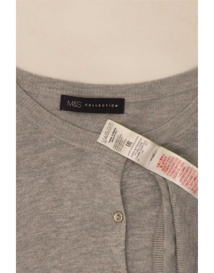 Suéter cardigã feminino Marks & Spencer UK 16 grande viscose cinza
