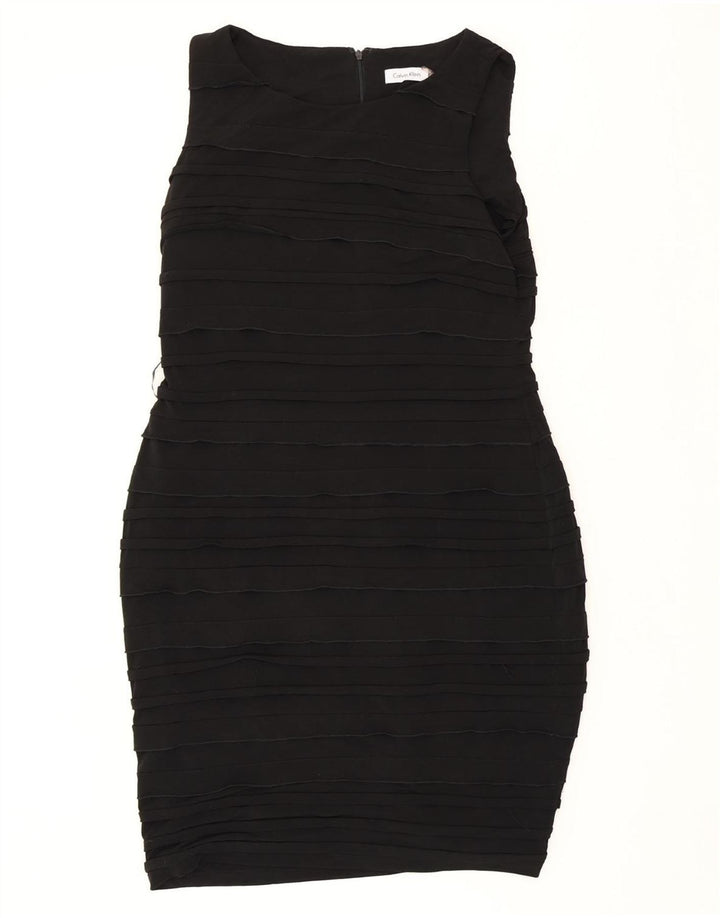 CALVIN KLEIN Vestido feminino sem mangas com bainha US 12 grande poliéster preto