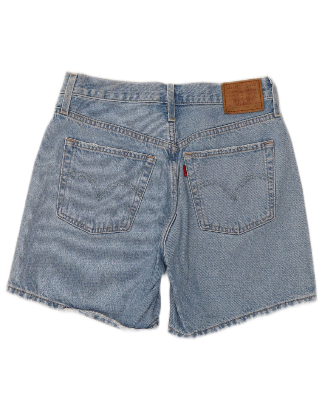 Shorts jeans feminino Levi's 501 de cintura alta desgastado W27 azul médio